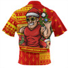 Gold Coast SUNS Zip Polo Shirt Santa Surfing Down Under Christmas Footy