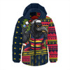 Adelaide Crows Hooded Padded Jacket Santa Surfing Down Under Christmas Footy