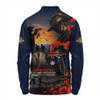 Australia Long Sleeve Polo Shirt Poppy Fields Remembrance Day Fallen Soldiers Memorial