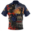 Australia Zip Polo Shirt Poppy Fields Remembrance Day Fallen Soldiers Memorial
