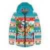Australia Hooded Padded Jacket Santa And Roo Christmas Surfing Beachmas Down Under