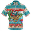 Australia Zip Polo Shirt Santa And Roo Christmas Surfing Beachmas Down Under