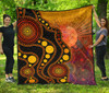 Australia Aboriginal Quilt - Australia Indigenous Flag Circle Dot Painting Art (Golden)