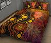 Australia Aboriginal Quilt Bed Set - Australia Indigenous Flag Circle Dot Painting Art (Golden)