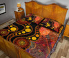 Australia Aboriginal Quilt Bed Set - Australia Indigenous Flag Circle Dot Painting Art (Golden)