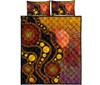 Australia Aboriginal Quilt Bed Set - Australia Indigenous Flag Circle Dot Painting Art (Golden)