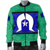 Australia Bomber Jacket - Torres Strait Islands Flag With Aboriginal Patterns