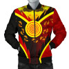 Australia Aboriginal Bomber Jacket - Indigenous Flag With Footprint Hand Art