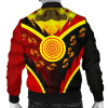 Australia Aboriginal Bomber Jacket - Indigenous Flag With Footprint Hand Art