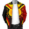 Australia Aboriginal Bomber Jacket - Indigenous Flag With Footprint Hand Art