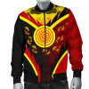 Australia Aboriginal Bomber Jacket - Indigenous Flag With Footprint Hand Art