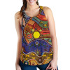 Australia Aboriginal Inspired Women Racerback Tank - Shaman People and Animals