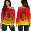 Australia Aboriginal Off Shoulder Sweater - Circle Pattern