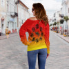 Australia Aboriginal Off Shoulder Sweater - Circle Pattern
