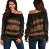 Australia Off Shoulder Sweater - Aboriginal Dot Panting Art Horizontal Lines