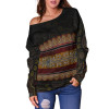 Australia Off Shoulder Sweater - Aboriginal Dot Panting Art Horizontal Lines