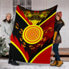 Australia Aboriginal Blanket -  Indigenous Flag With Footprint Hand Art