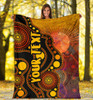 [Custom] Australia Aboriginal Blanket - Australia Indigenous Flag Circle Dot Painting Art (Golden)
