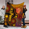 [Custom] Australia Aboriginal Blanket - Australia Indigenous Flag Circle Dot Painting Art (Golden)