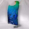 Australia Aboriginal Hooded Blanket - Indigenous Frog (Blue)