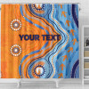 Australia Aboriginal Shower Curtain - Indigenous Beach Dot Painting Art