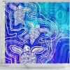 Australia Aboriginal Shower Curtain - Sea Turtle With Indigenous Patterns (Blue)