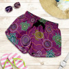 Australia Women Shorts - Aboriginal Turtle Purple Australia Dot Patterns