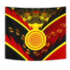Australia Aboriginal Tapestry - Indigenous Flag With Footprint Hand Art