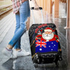 Australia Christmas Luggage Cover - Australia Santa Claus Hold The Flag (Black)