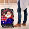 Australia Christmas Luggage Cover - Australia Santa Claus Hold The Flag (Black)