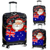 Australia Christmas Luggage Cover - Australia Santa Claus Hold The Flag (Black)