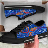 Australia Aboriginal Low Top Canvas Shoes - Indigenous Footprint Patterns Blue Color