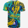 Parramatta Eels Custom T-shirt - Parramatta Eels Now Or Never Indigenous Culture Flag Dot Painting T-shirt