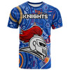 Newcastle Knights T-shirt - Custom Indigenous Newcastle Knights Footprint (Blue)