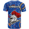 Newcastle Knights T-shirt - Custom Indigenous Newcastle Knights Footprint (Blue)
