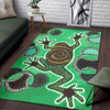 Australia Aboriginal Area Rug - Indigenous Green Frog Watercolor Dot Art Painting