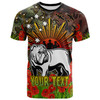 Canterbury-Bankstown Bulldogs Custom T-Shirt - Anzac Bulldog with Remembrance Poppy and Indigenous Patterns T-Shirt