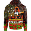 Manly Warringah Sea Eagles Hoodie - Anzac Manly Warringah Sea Eagles with Remembrance Poppy and Indigenous Patterns Hoodie