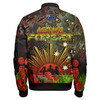 All Stars Rugby Bomber Jacket - Custom Anzac All Stars with Remembrance Poppy and Indigenous Patterns Bomber Jacket