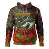Cronulla-Sutherland Sharks Anzac Hoodie - Custom Anzac Remembrance Poppy and Indigenous Patterns Hoodie