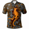 Australia Aboriginal Custom Polo shirt - Indigenous Aboriginal art background with kangaroo