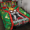 Souths Anzac Day Custom Watercolour Quilt Bed Set - Remembrance Indigenous Souths With Poppy Flower