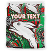 Australia South Sydney Rabbitohs Custom Bedding Set - Indigenous Dreaming Souths "Live A Red Green Life"