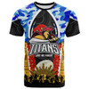 Gold Coast Titans T-Shirt - Custom Anzac Gold Coast Titans Aboriginal Inspired Pattern T-Shirt