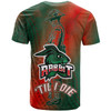 Rabbitohs Rugby T-shirt - Custom Anzac Rabbit Sport With Aboriginal Patterns T-shirt 1