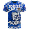 Australia City of Canterbury Bankstown Custom T-Shirt - Indigenous Doggies Blue and Whites Aboriginal Inspired T-Shirt