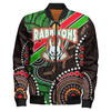 Australia Rabbitohs Anzac Aboriginal Inspired Bomber Jacket - Australia Rabbitohs Remembrance Day with Poppy Flower Bomber Jacket