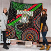 Australia Rabbitohs Anzac Aboriginal Inspired Quilt - Australia Rabbitohs Remembrance Day with Poppy Flower Quilt