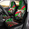 South Sydney Rabbitohs Aboriginal Inspired Car Seat Cover - South Sydney Rabbitohs Remembrance Day with Poppy Car Seat Cover