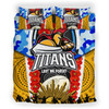 Gold Coast Titans Anzac Aboriginal Inspired Bedding Set - Gold Coast Titans with Poppy Watercolor Flower Bedding Set